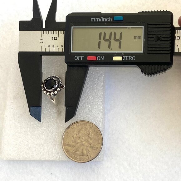 VTG Sterling Silver 925 NAKAI Navajo Dainty Round Black Onyx Ring Sz 5.5 - Picture 14 of 16